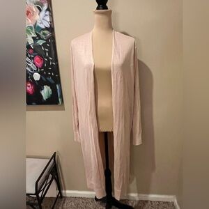LOFT Soft Pink Long Fine Knit Cardigan